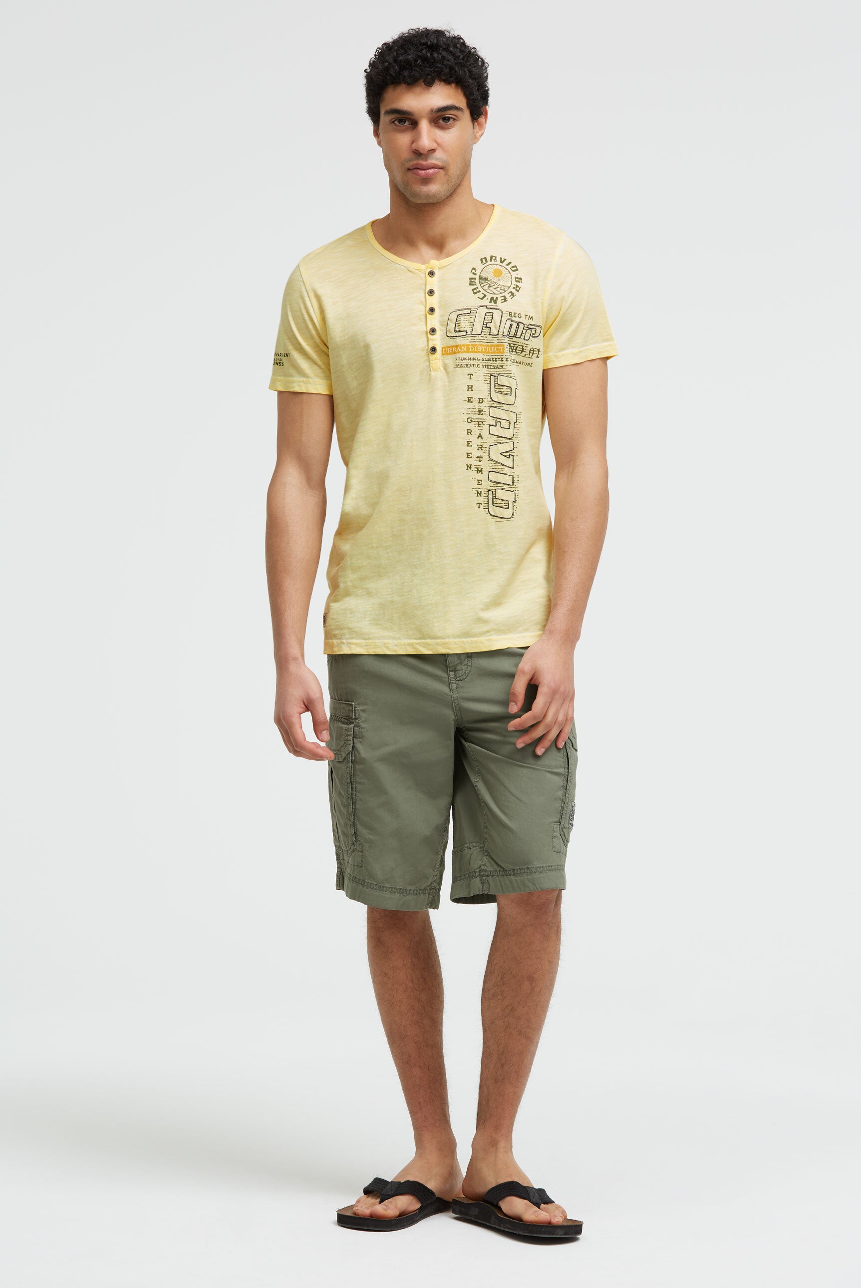 Henley-T-Shirt mit Print und Stickereien lemon juice