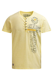 Henley-T-Shirt mit Print und Stickereien lemon juice