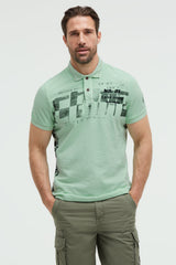 Polo aus Flammgarn-Pikee  mit Artworks light mint