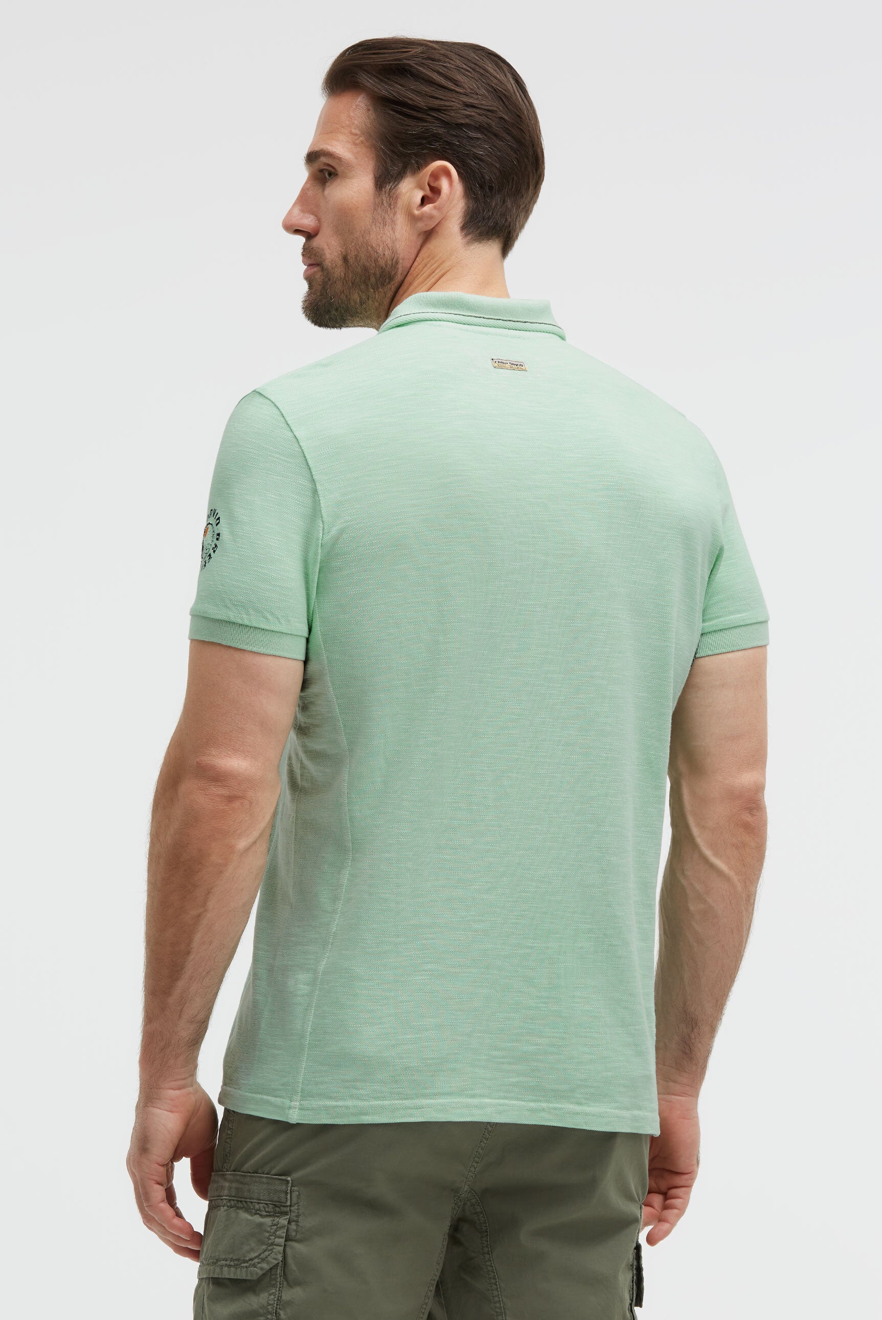 Polo aus Flammgarn-Pikee  mit Artworks light mint