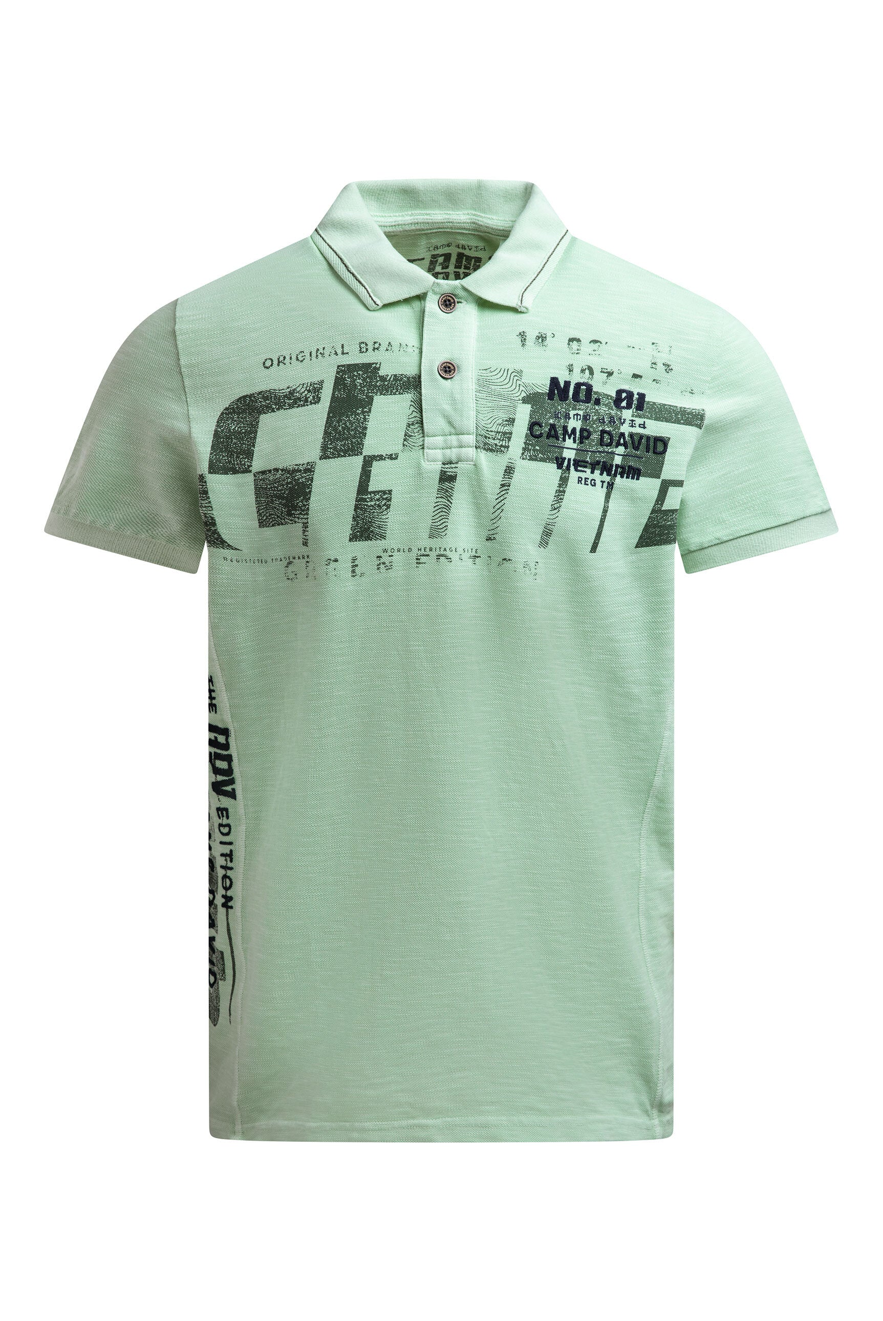 Polo aus Flammgarn-Pikee  mit Artworks light mint