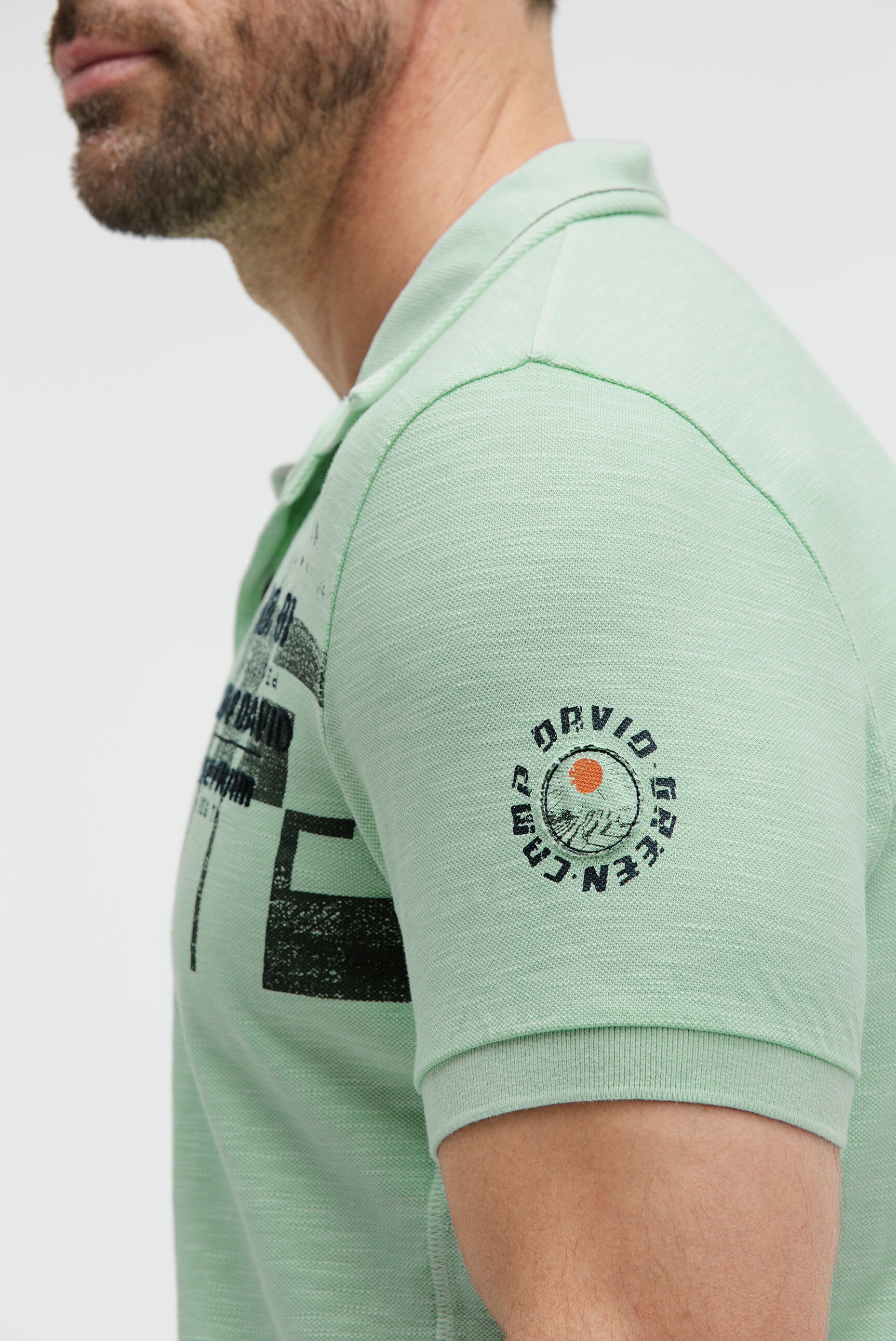 Polo aus Flammgarn-Pikee  mit Artworks light mint - 7
