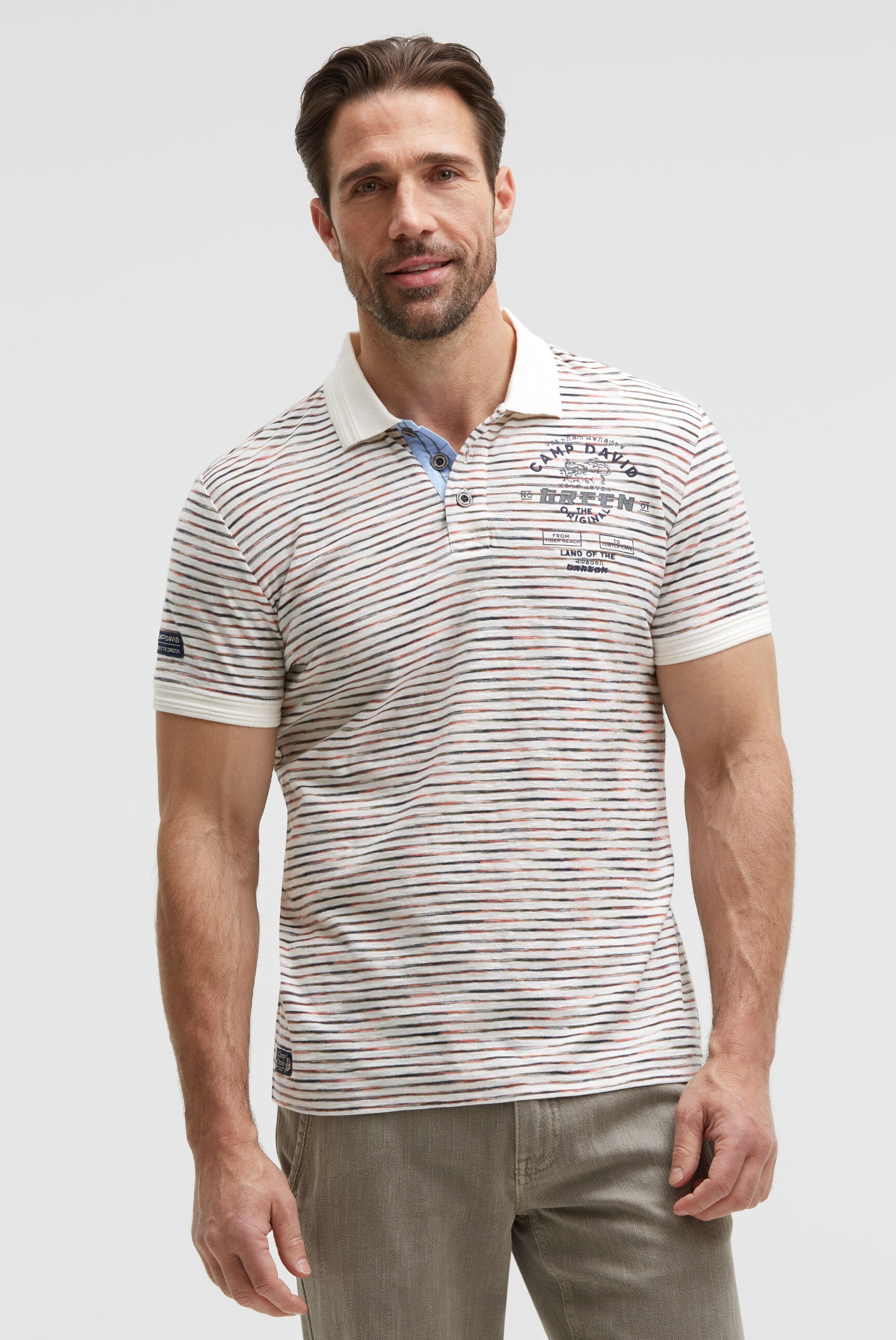 Poloshirt mit Multicolor-Streifen und Back-Artwork ivory - 2