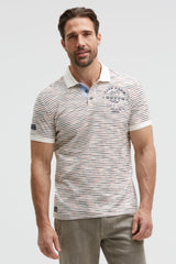 Poloshirt mit Multicolor-Streifen und Back-Artwork ivory