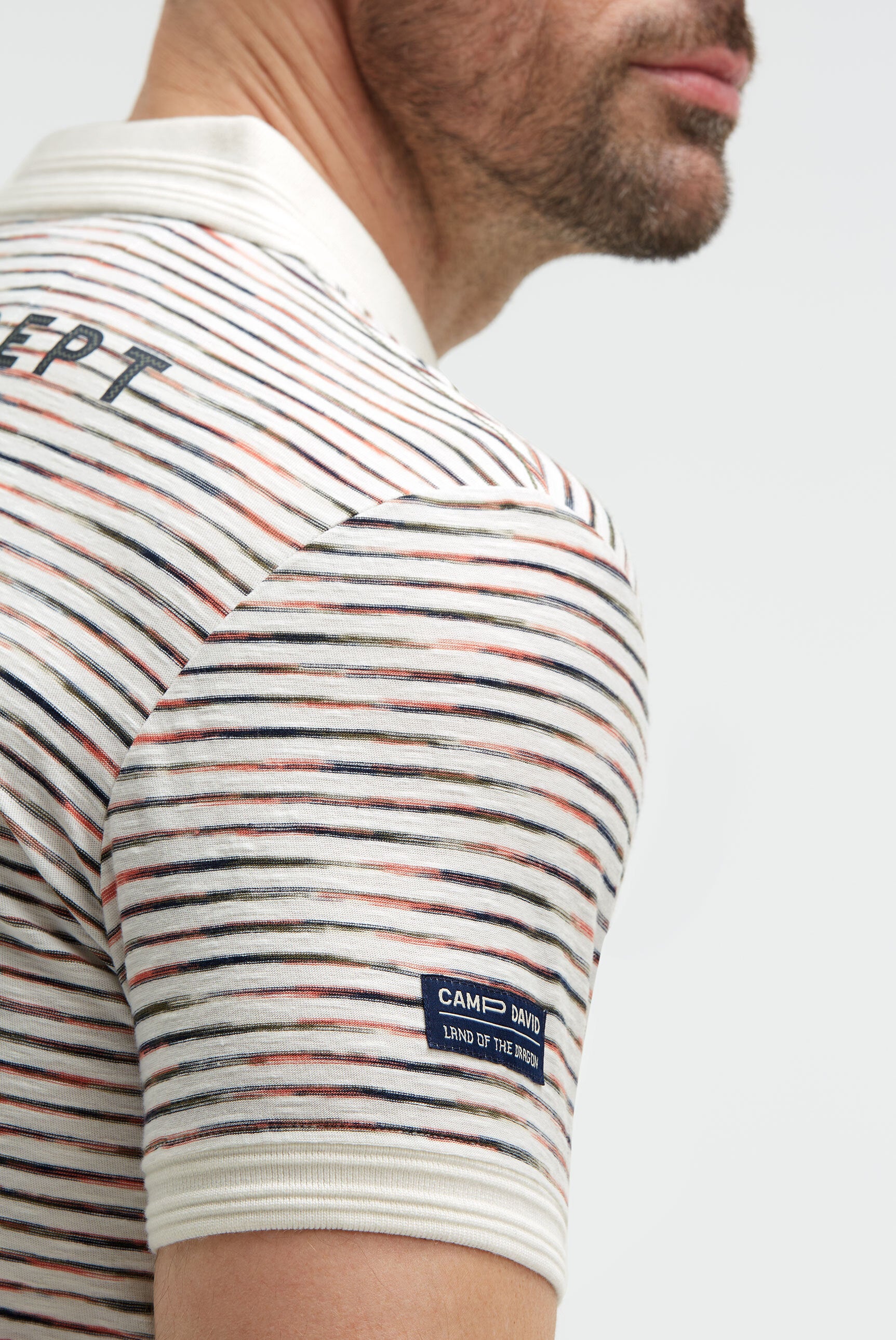Poloshirt mit Multicolor-Streifen und Back-Artwork ivory - 6
