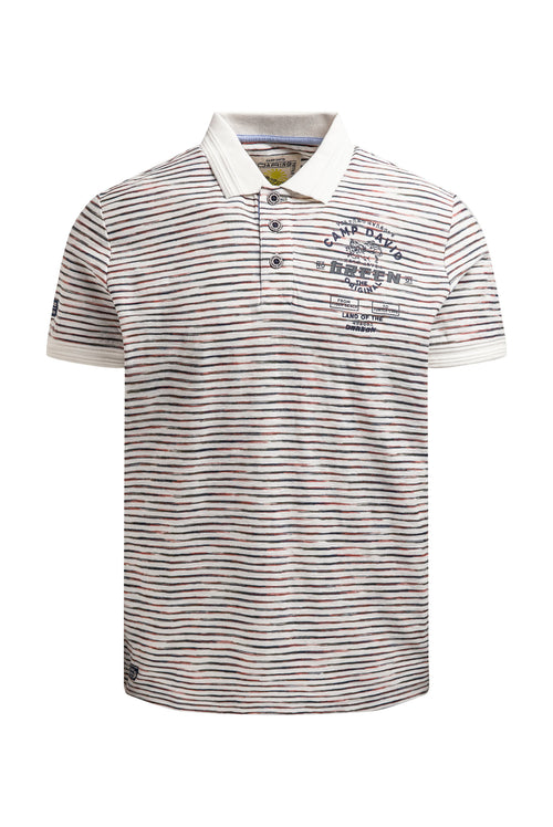 Poloshirt mit Multicolor-Streifen und Back - Artwork ivory