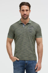 Poloshirt mit Multicolor-Streifen und Back-Artwork green olive