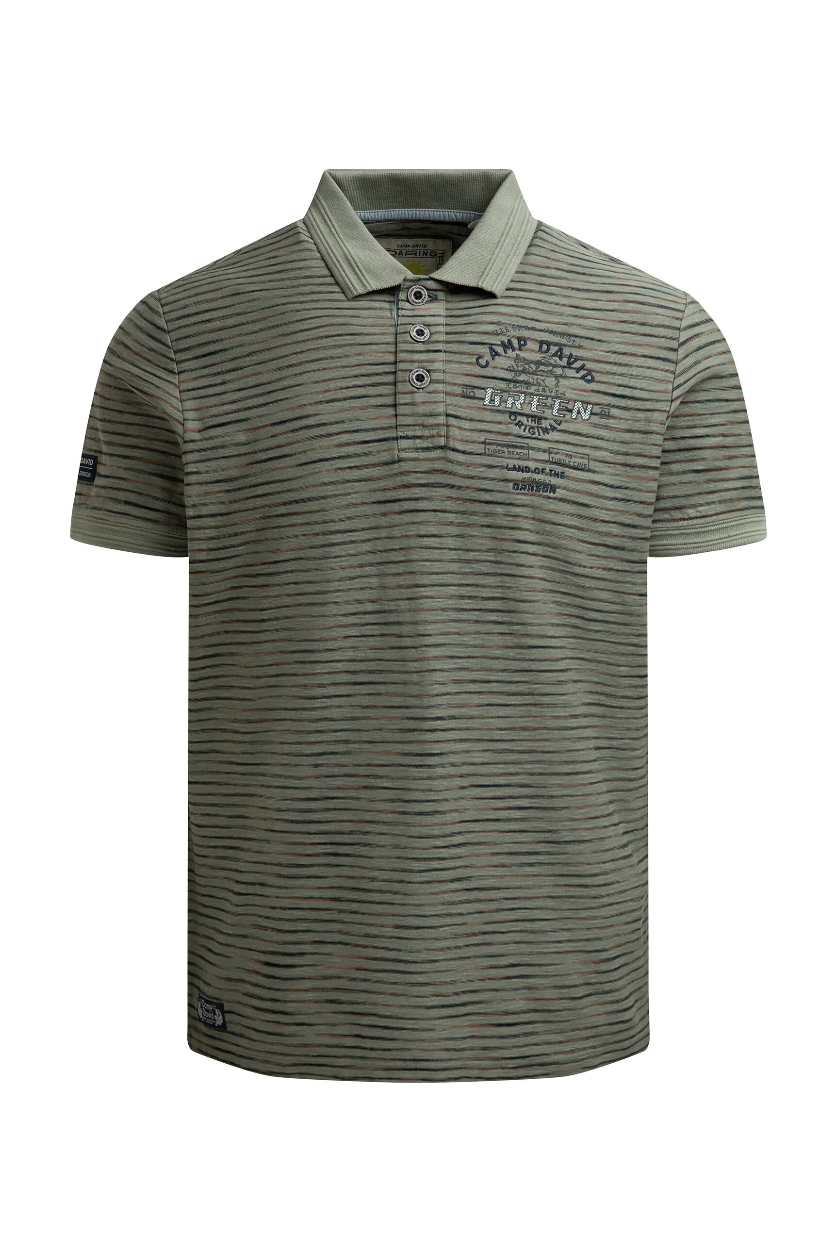 Poloshirt mit Multicolor-Streifen und Back-Artwork green olive