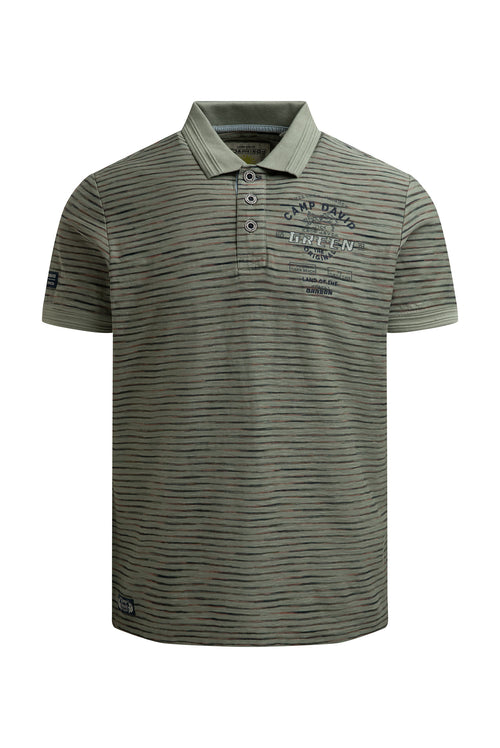 Poloshirt mit Multicolor-Streifen und Back-Artwork green olive