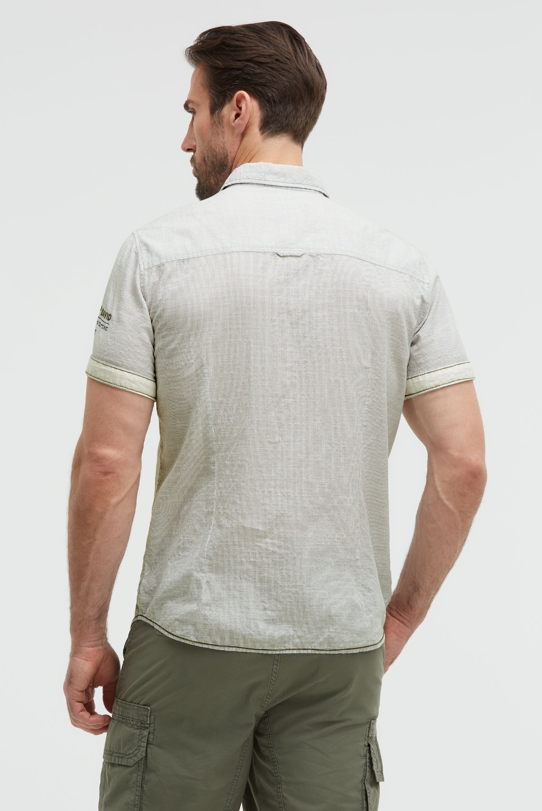 Gestreiftes Kurzarmhemd mit Logo Artwork green olive - 5