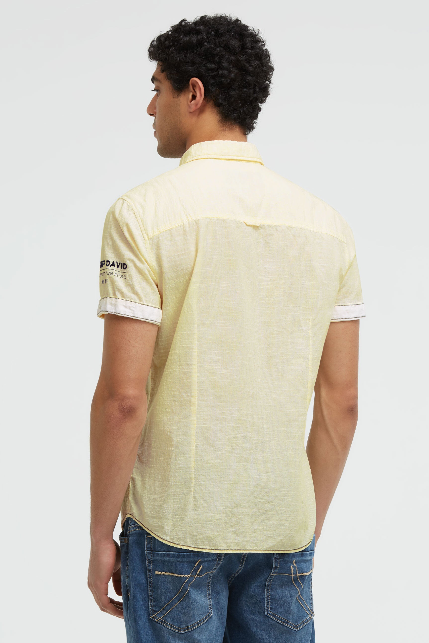Gestreiftes Kurzarmhemd mit Logo Artwork lemon juice