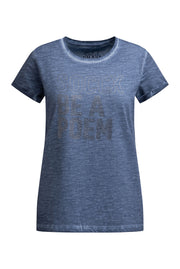 T-shirt barwiony olejem z napisem z dżetów
