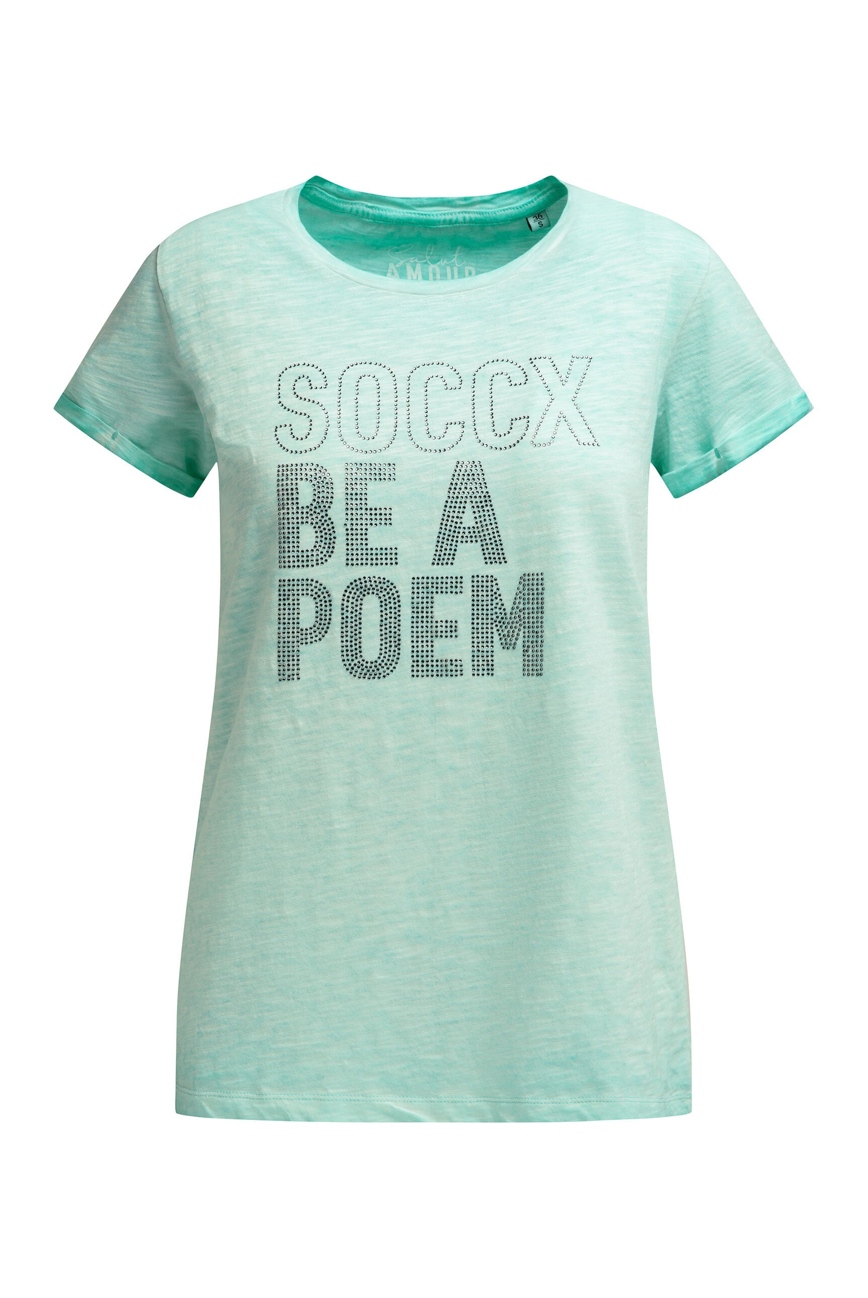 T-shirt barwiony olejem z napisem z dżetów