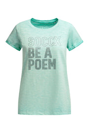 T-shirt barwiony olejem z napisem z dżetów