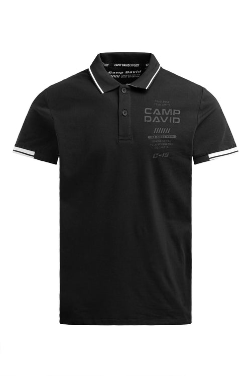 Poloshirt Kurzarm mit Rücken-Artwork black