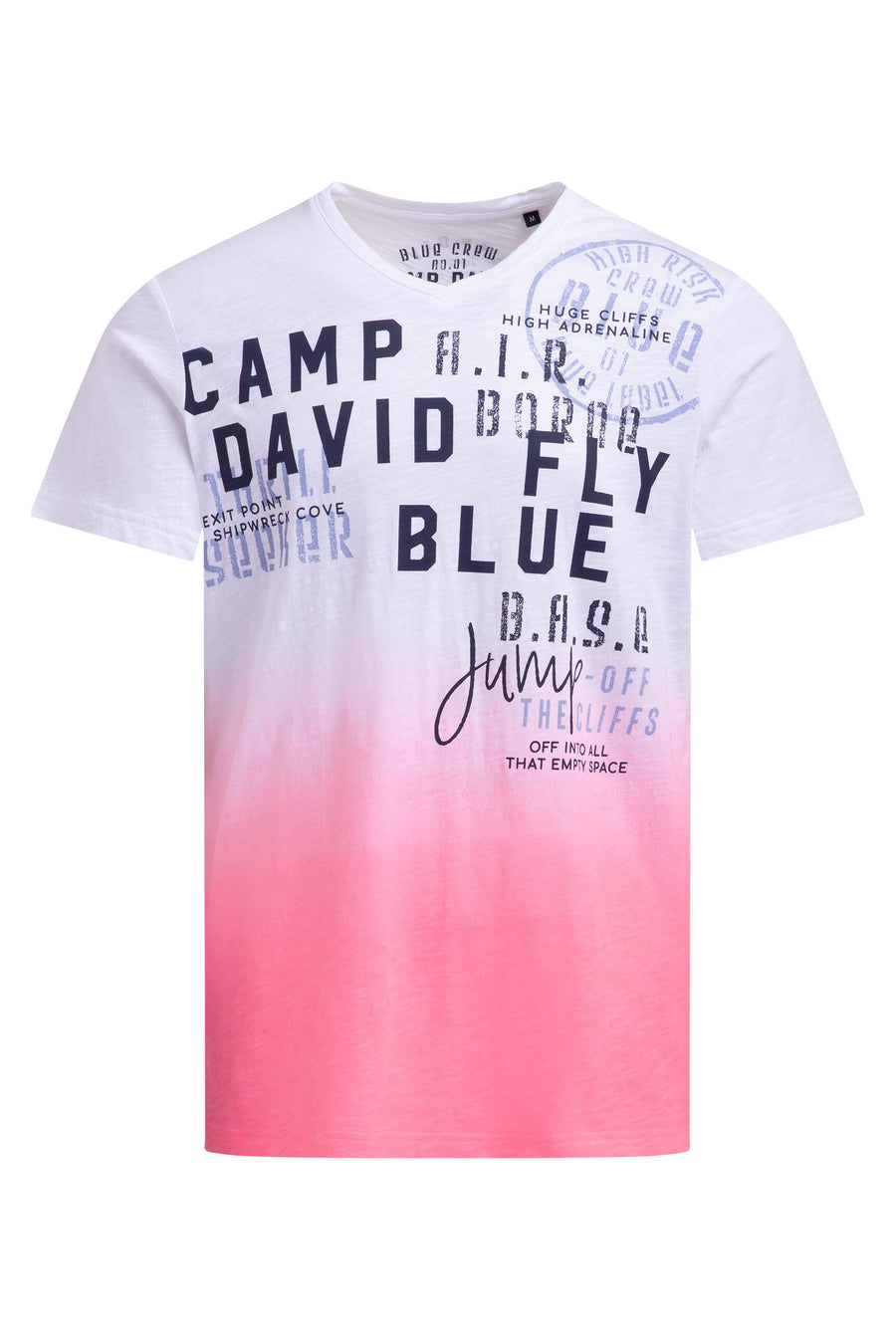 T-Shirt V-Neck Dip Dye mit Prints neon pink