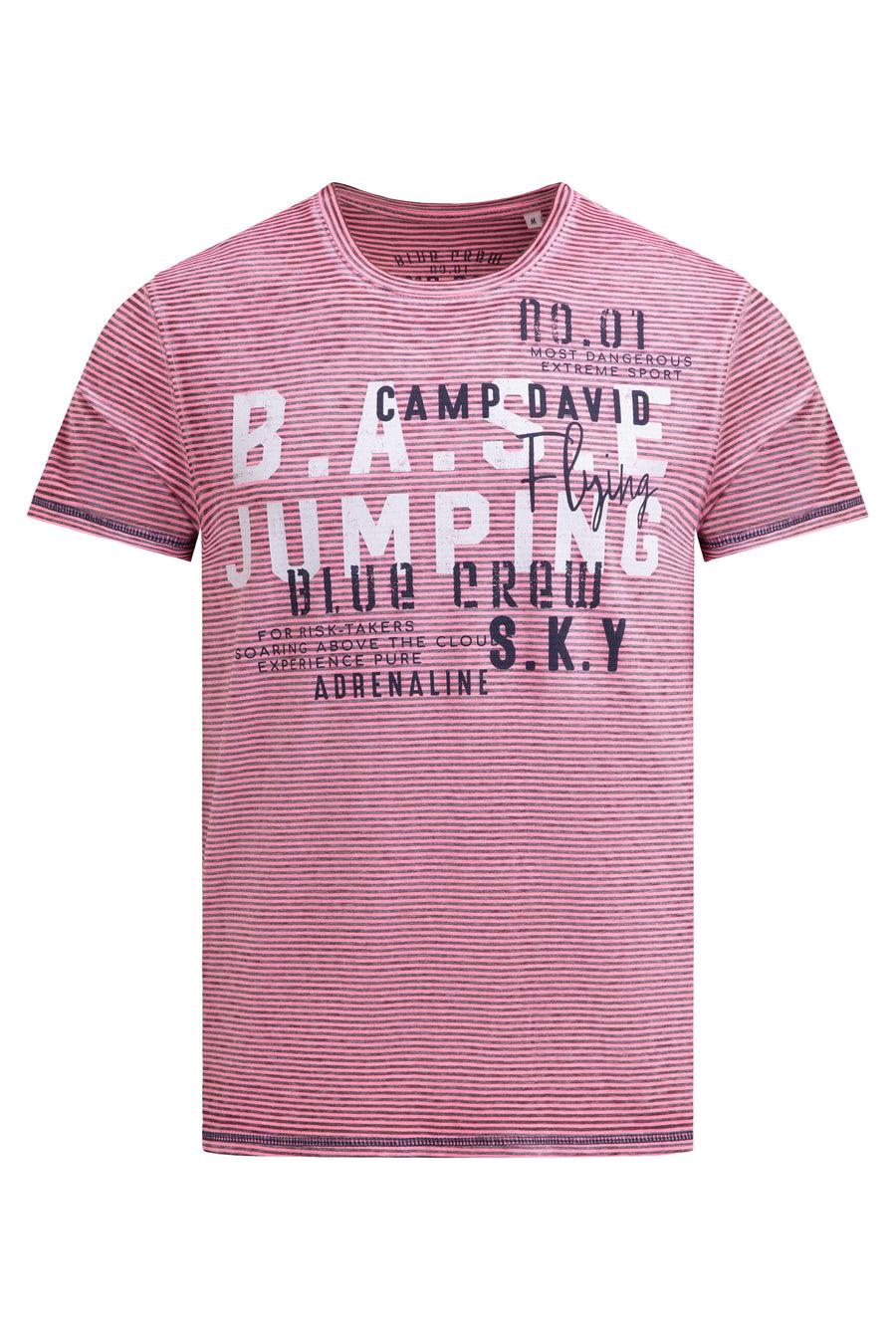 T-Shirt mit Ausbrenner-Streifen und Prints neon pink
