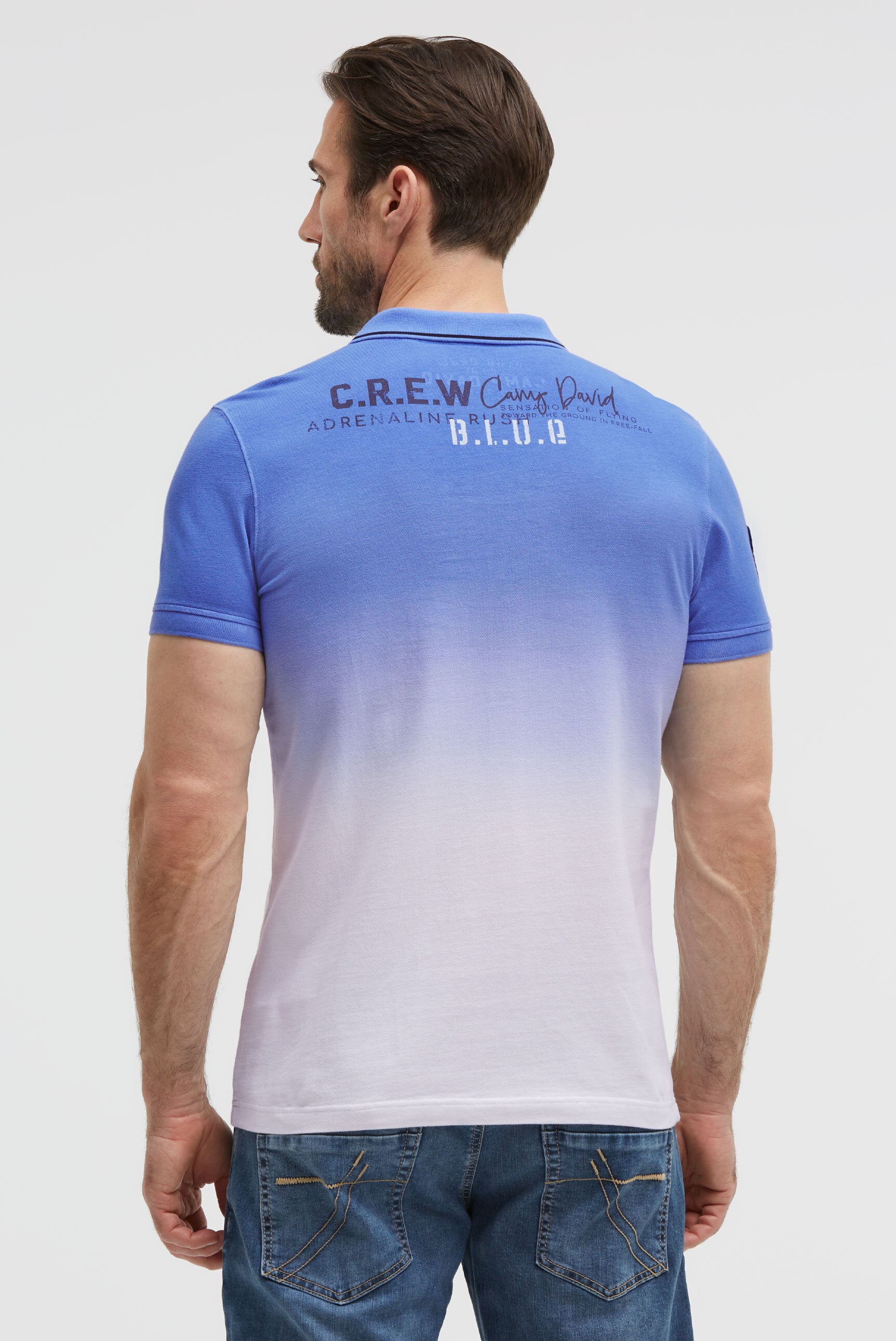 Koszulka polo z pikowanego materiału w stylu „dip dye” z nadrukami z logo