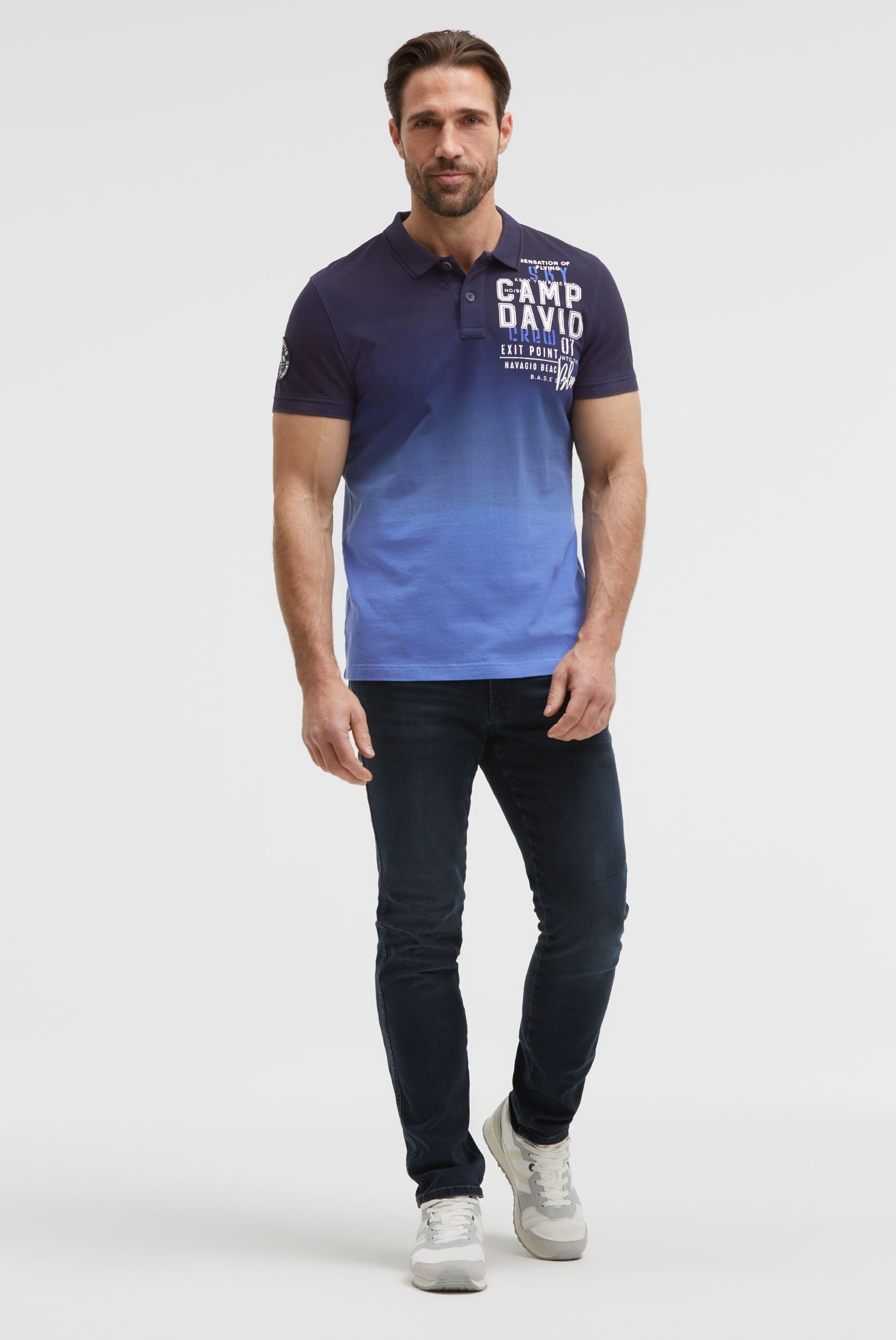 Koszulka polo z pikowanego materiału w stylu „dip dye” z nadrukami z logo - 3