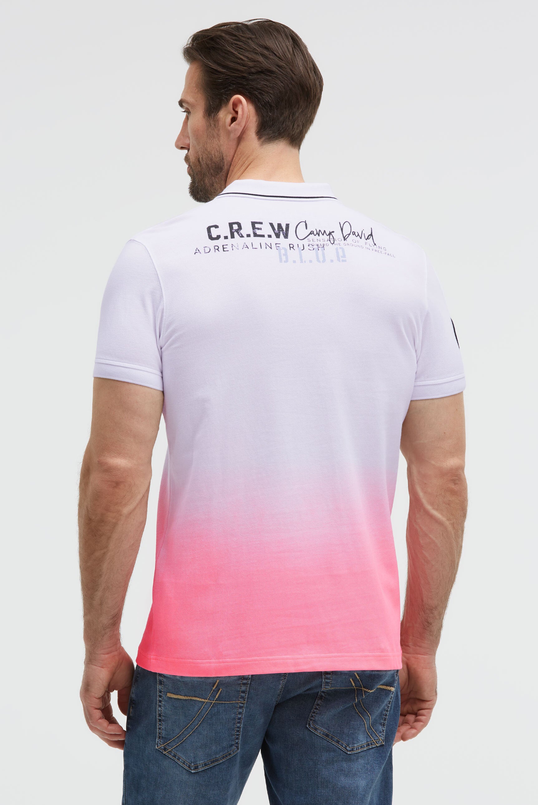Koszulka polo z pikowanego materiału w stylu „dip dye” z nadrukami z logo - 5