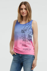 Top z efektem dip dye i nadrukiem z logo