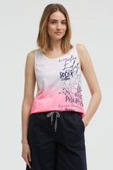 Top z efektem dip dye i nadrukiem z logo