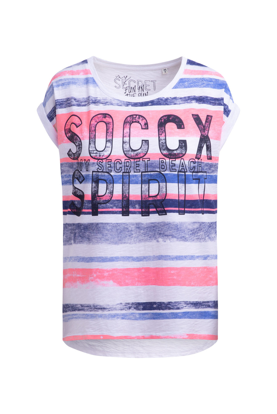 Shirt mit Logo- und Streifenprint neon pink