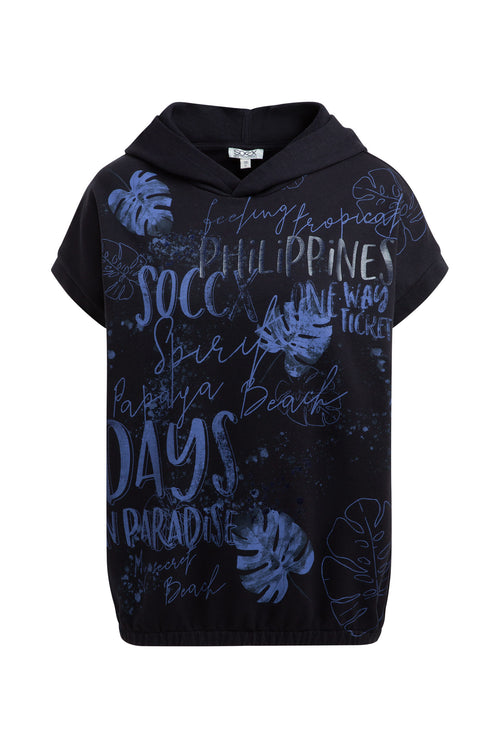 Ärmelloser-Hoodie mit All Over Print blue navy
