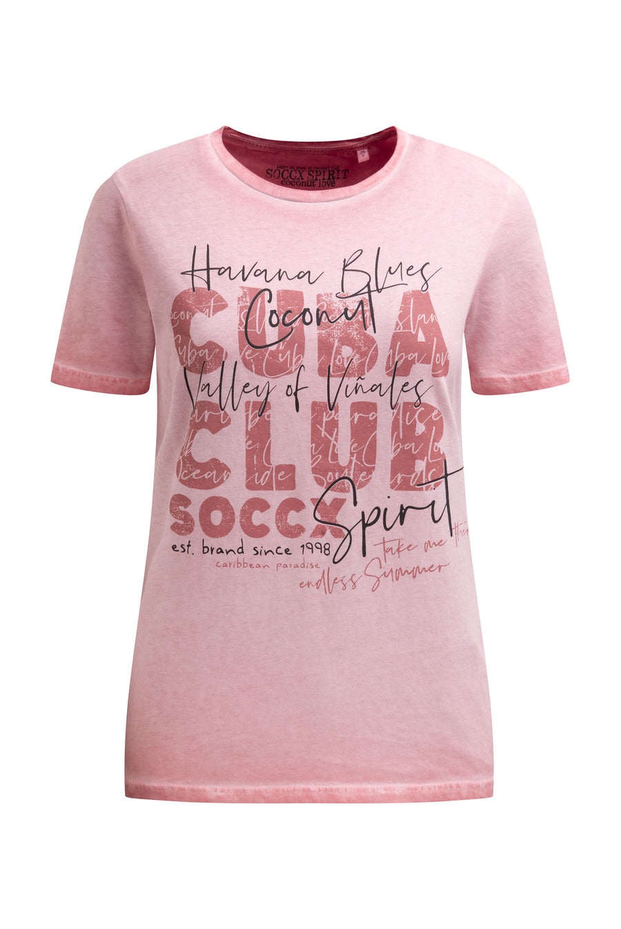 T-Shirt Inside Oil Dyed mit Cuba Print beachy red