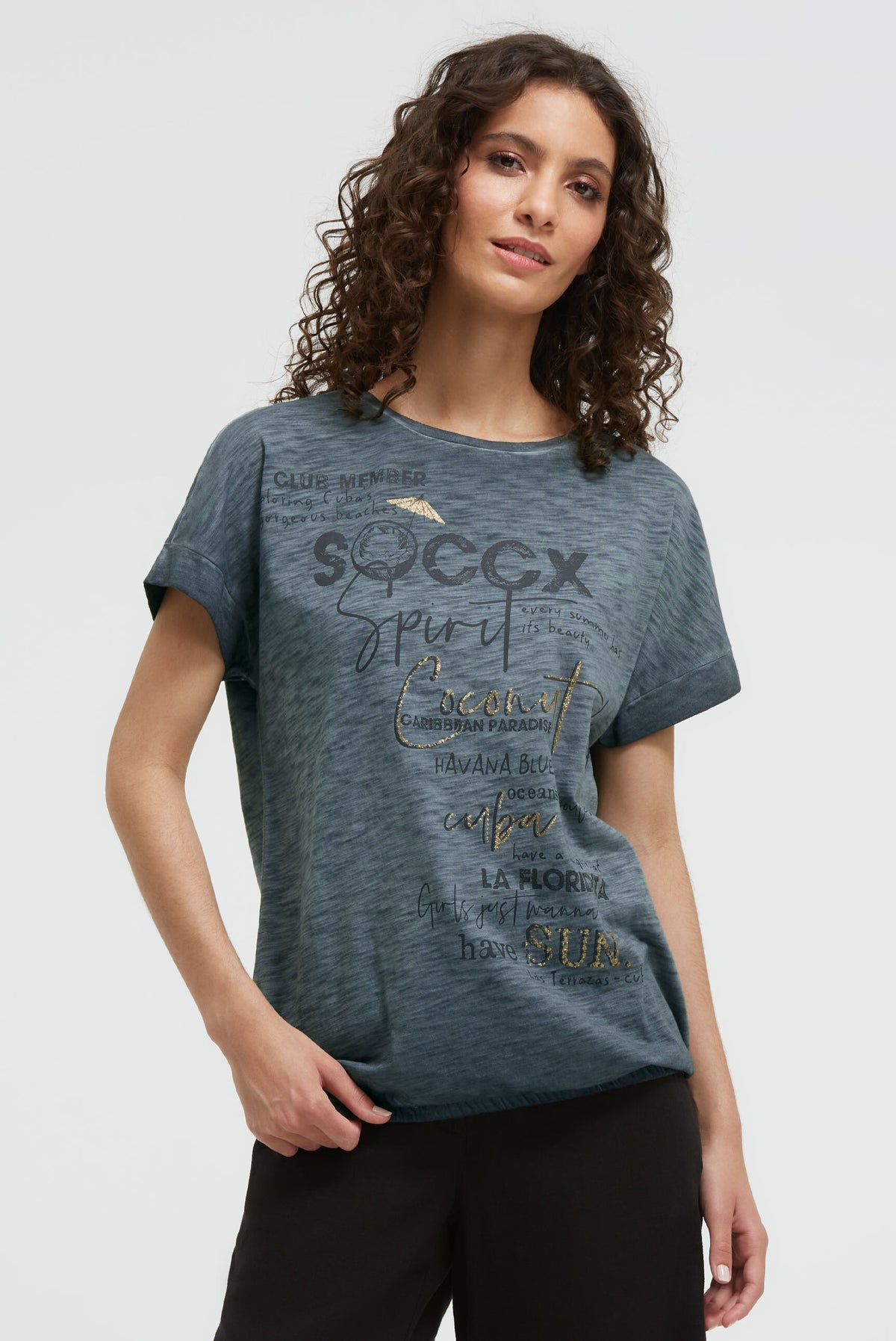Oversized Shirt mit Artwork und Elastiksaum green shadow - 2