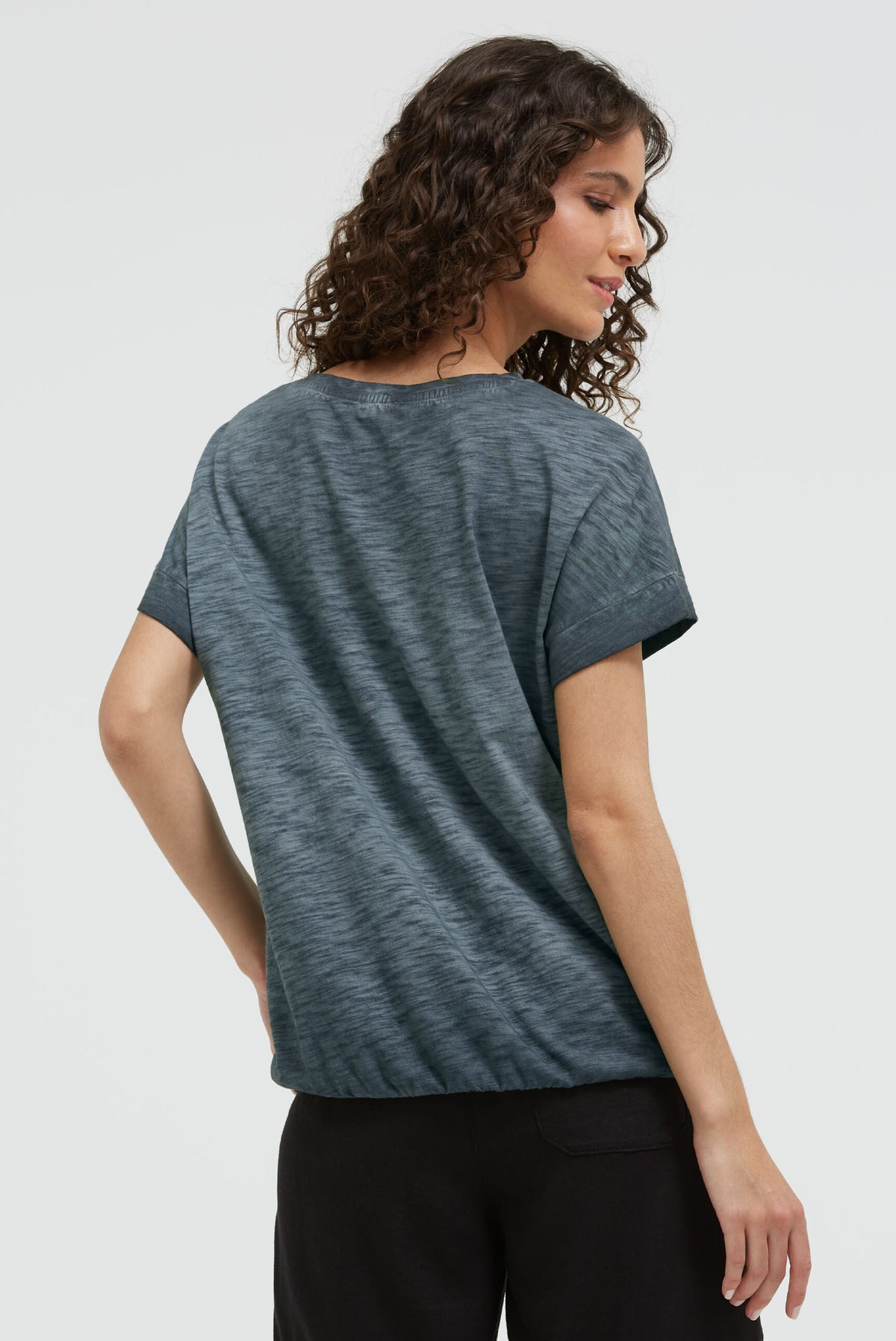 Oversized Shirt mit Artwork und Elastiksaum green shadow