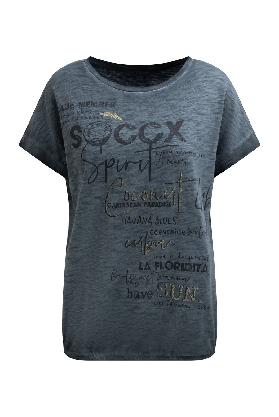 Oversized Shirt mit Artwork und Elastiksaum green shadow
