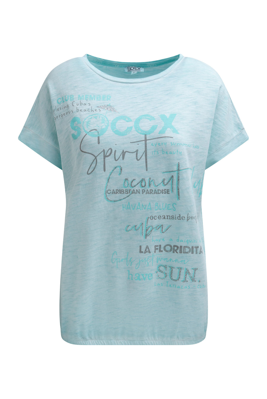 Oversized Shirt mit Artwork und Elastiksaum aqua splash