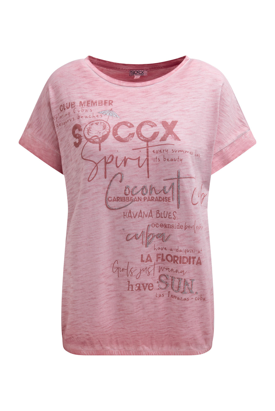 Oversized Shirt mit Artwork und Elastiksaum beachy red