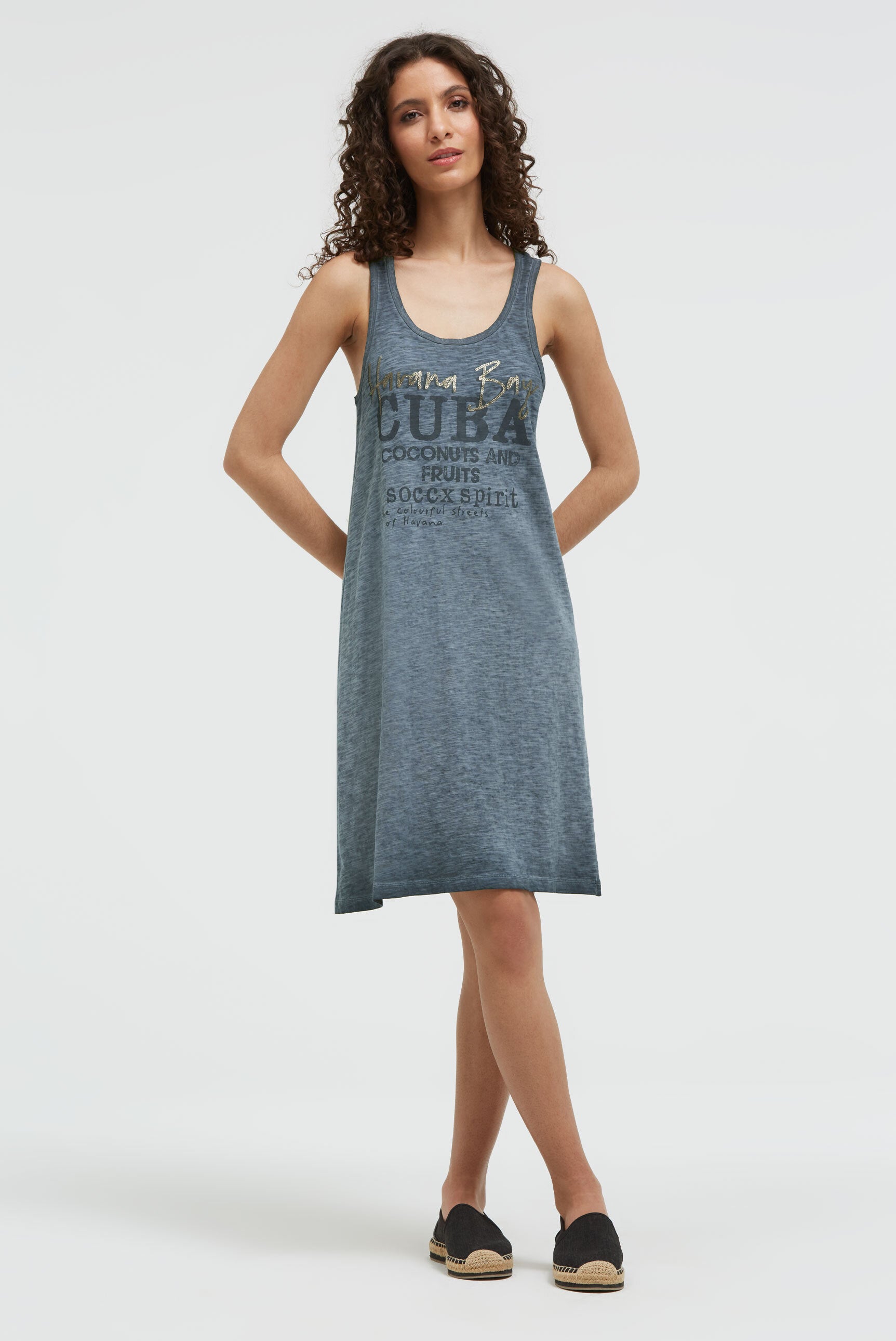 Sukienka typu tank top z nadrukiem z brokatem - 3