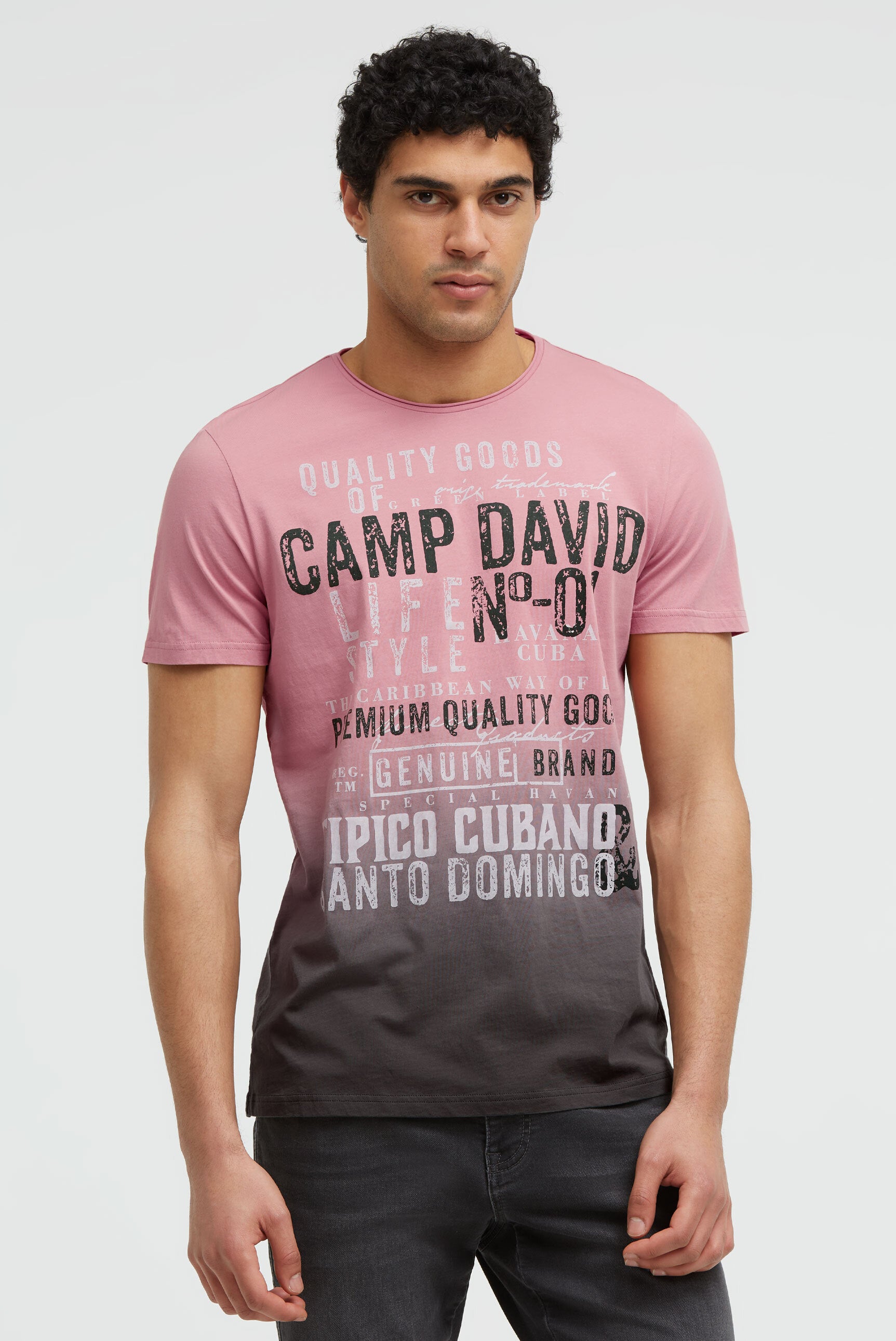 Koszulka z efektem dip dye i nadrukiem w stylu vintage - 2