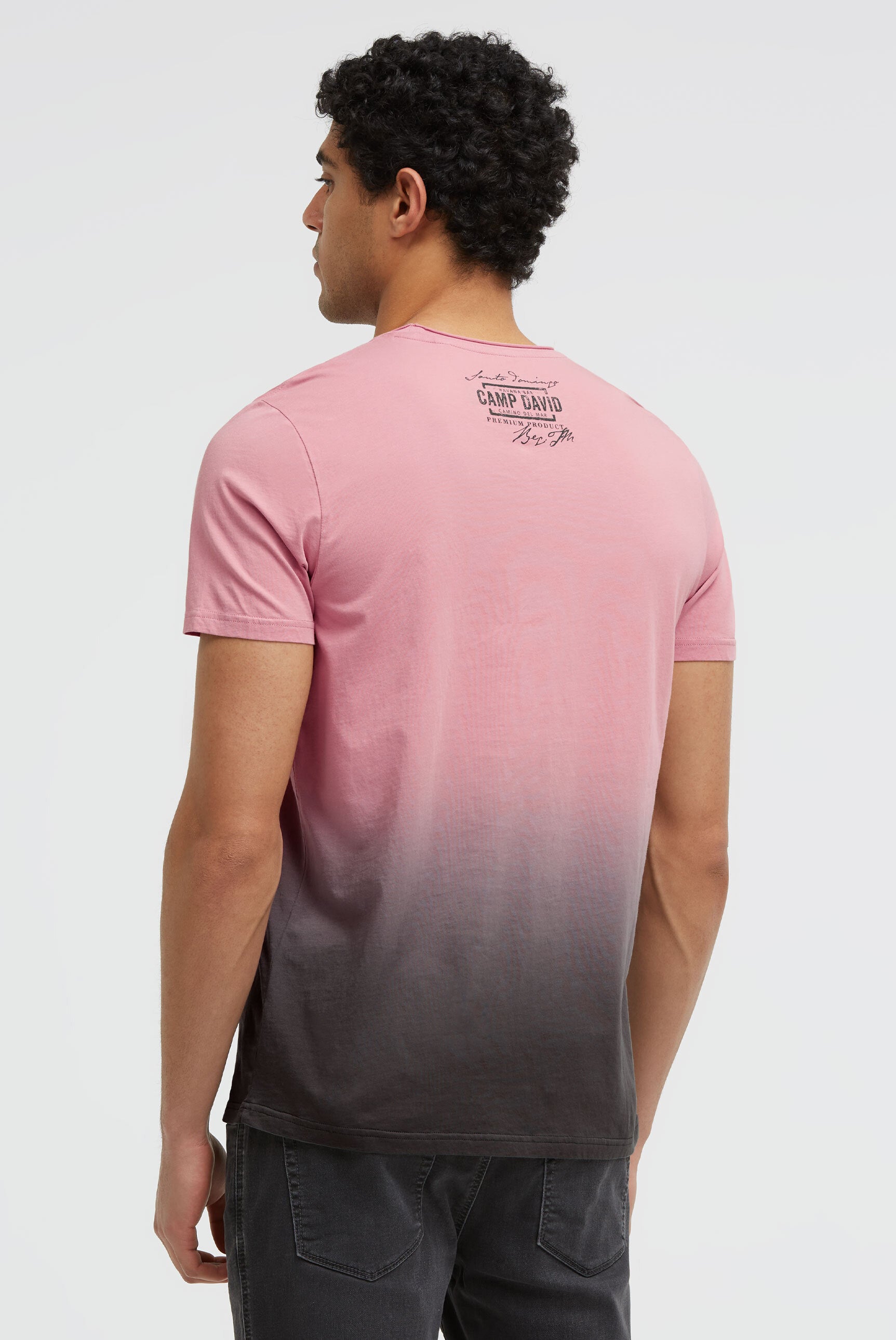 Koszulka z efektem dip dye i nadrukiem w stylu vintage - 5