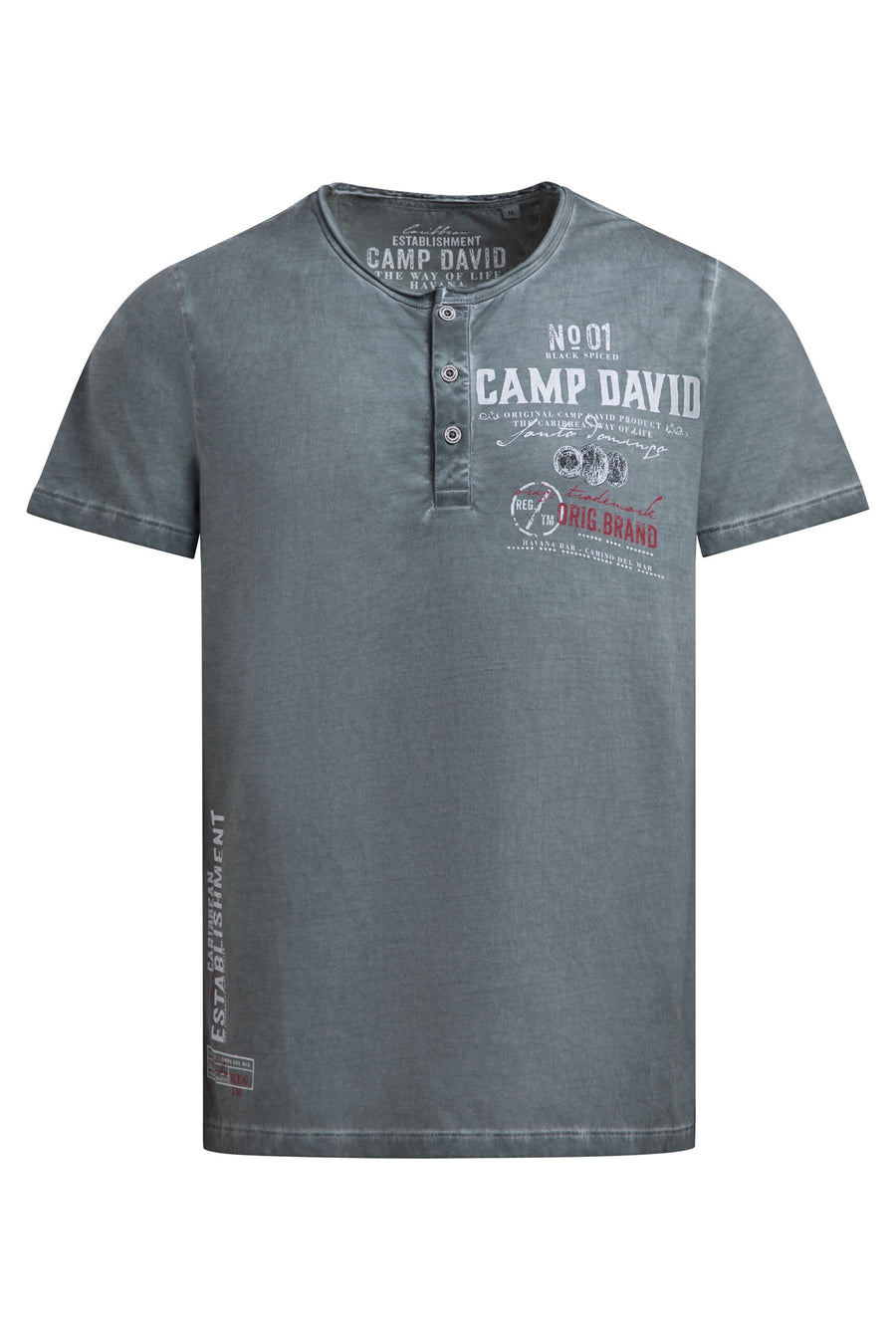 Henley-Shirt Oil Dyed mit Label Prints green shadow