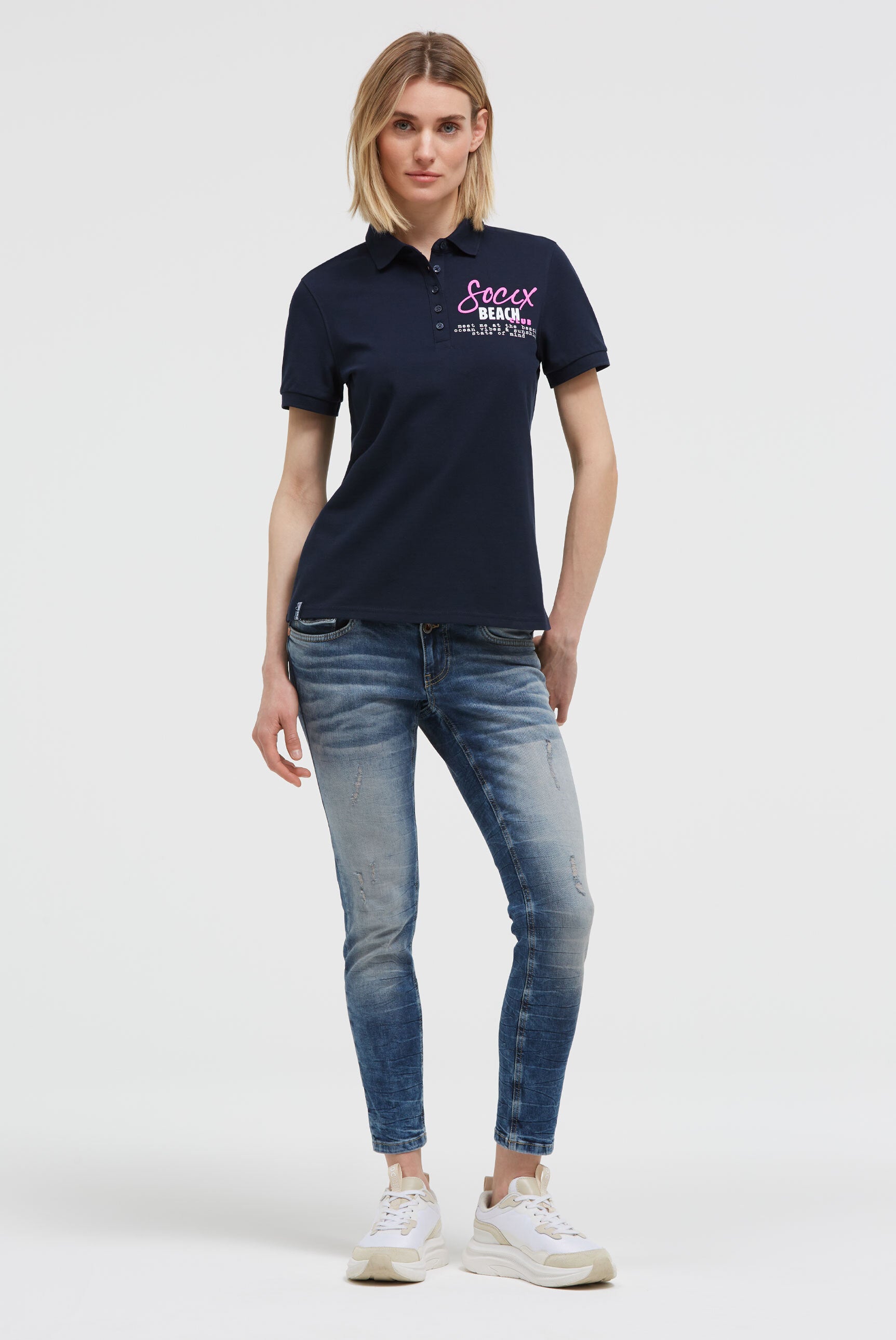 Basic Poloshirt aus Pikee mit Backprint - 4