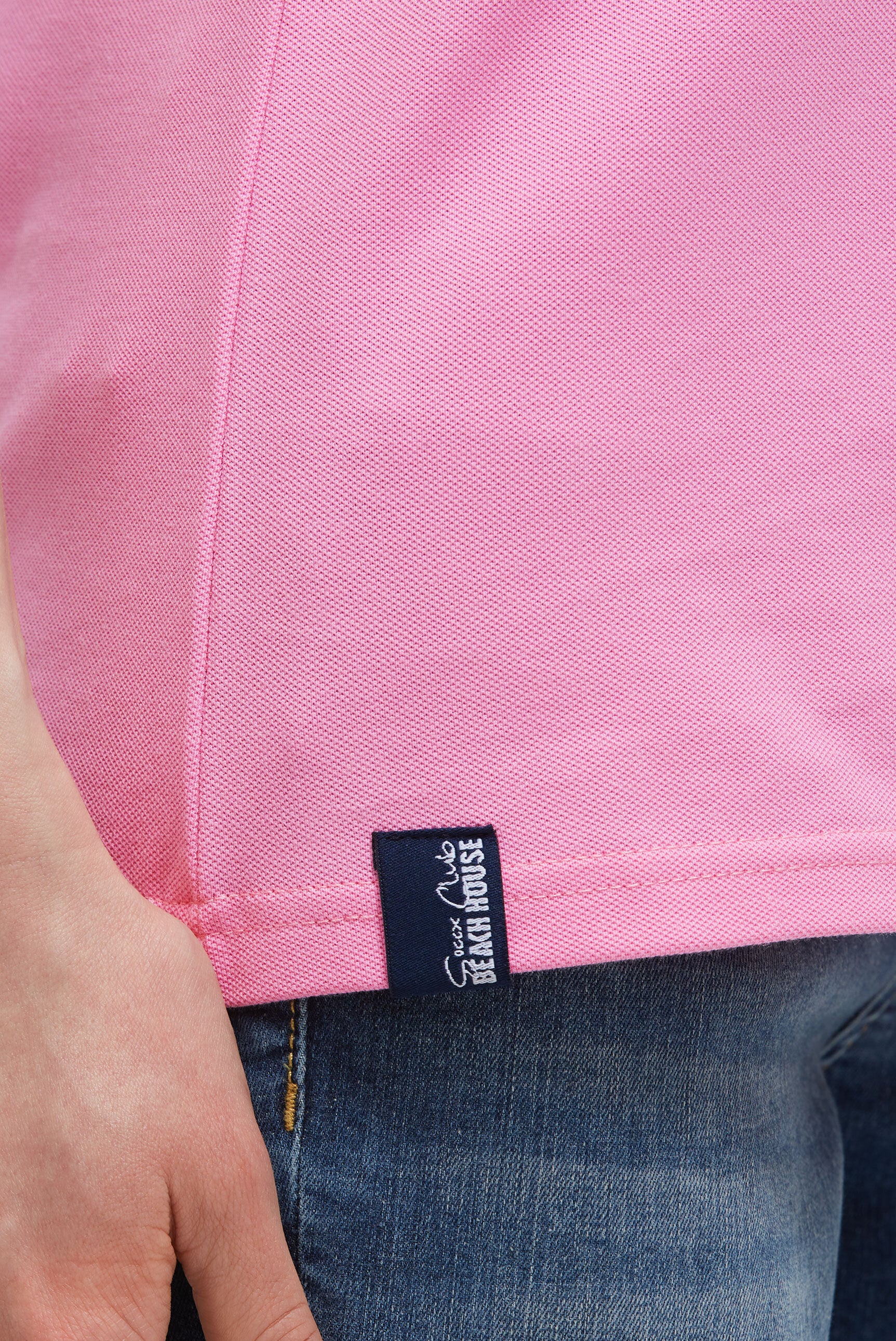 Basic Poloshirt aus Pikee mit Backprint