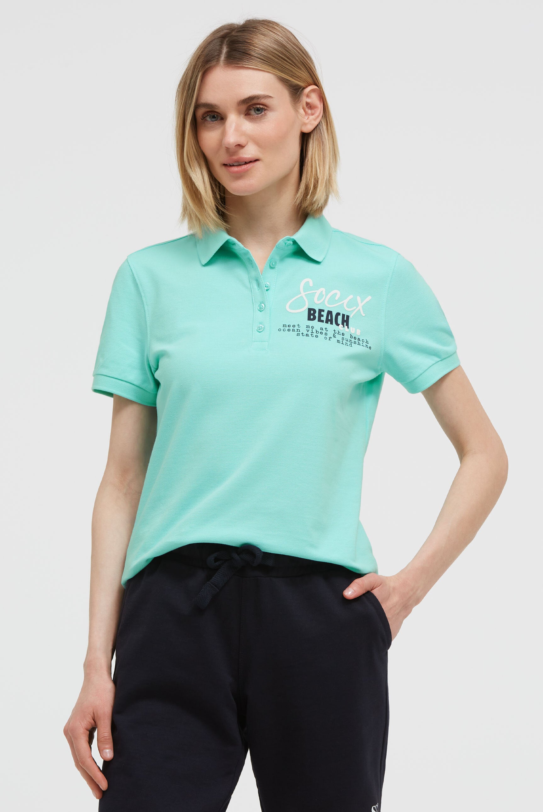 Koszulka polo basic z piki z nadrukiem z tyłu