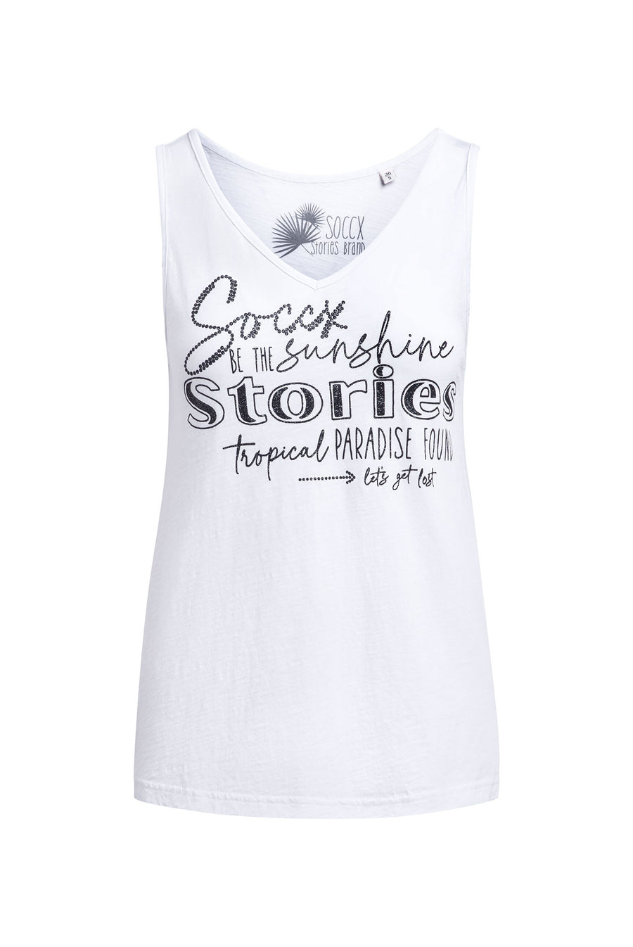 Top mit V-Ausschnitt und Glitter Print opticwhite