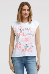 Ärmelloses Kapuzenshirt mit Wording Print opticwhite