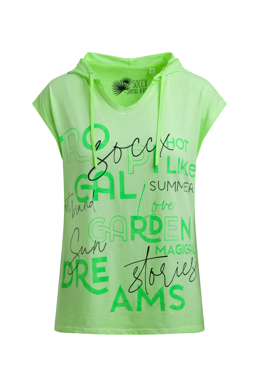 Ärmelloses Kapuzenshirt mit Wording Print neon green