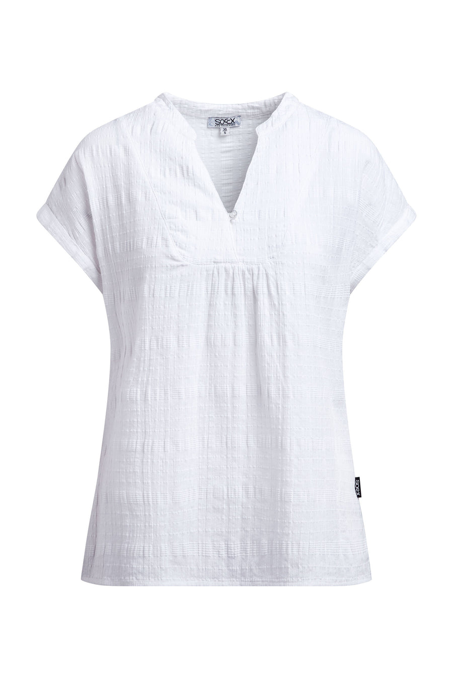 Strukturierte Crêpe-Bluse mit V-Öffnung opticwhite
