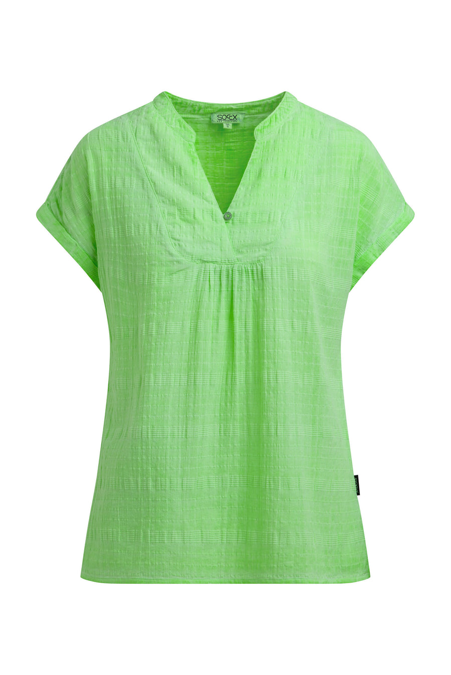 Strukturierte Crêpe-Bluse mit V-Öffnung neon green