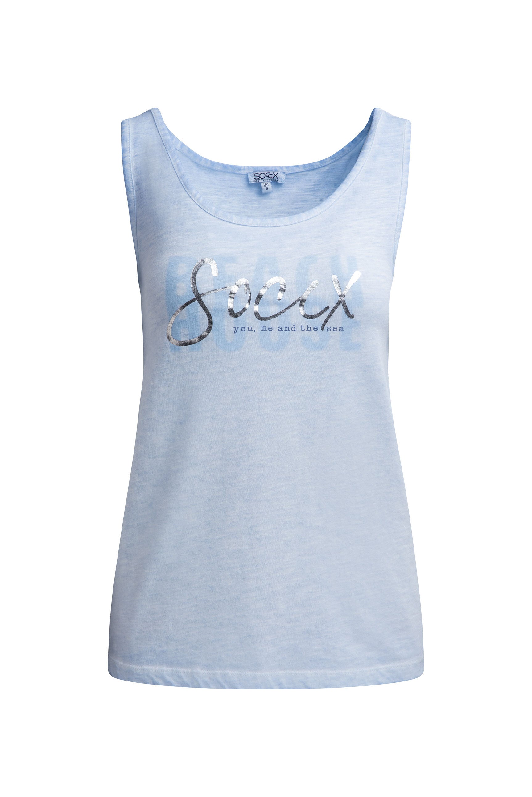 Top Oil Dyed mit Folienprint soft ocean