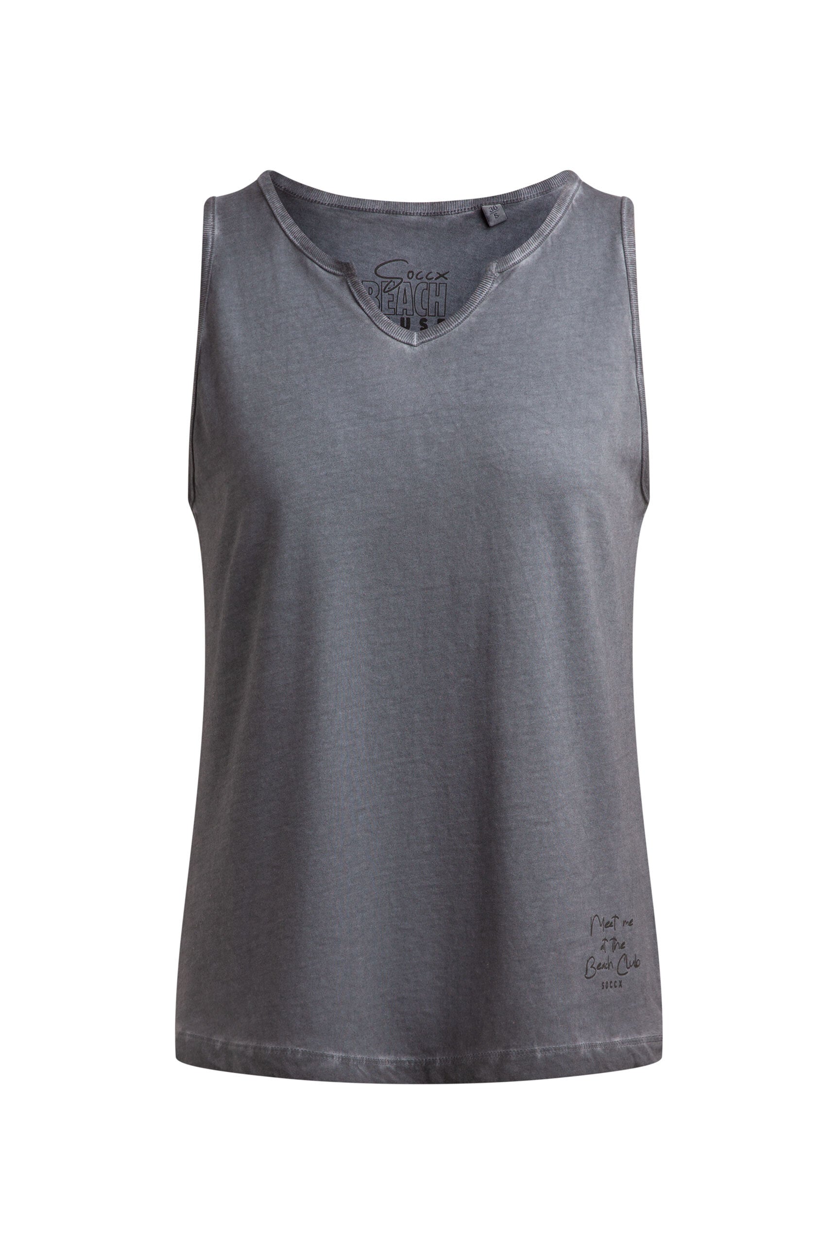 Top Oil Dyed mit V-Öffnung grey bay