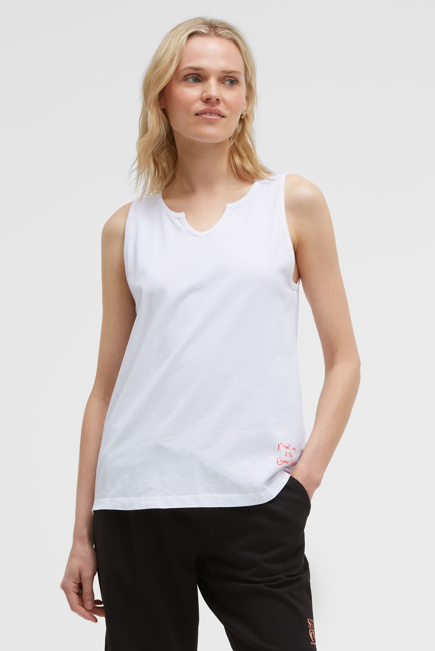 Top Oil Dyed mit V-Öffnung opticwhite