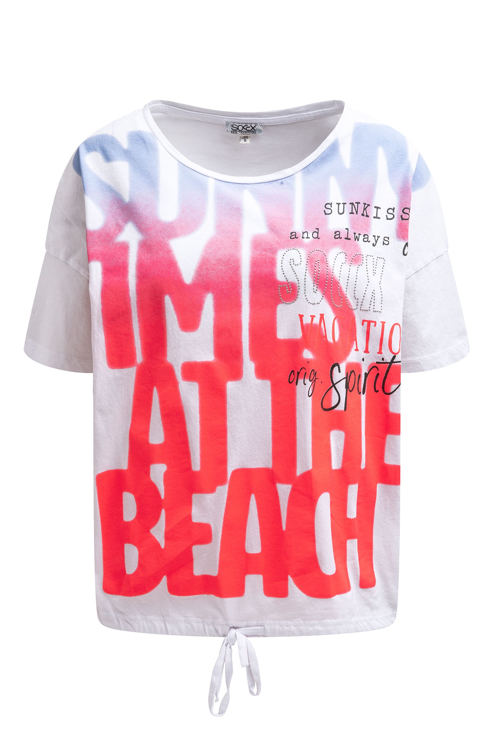 Oversized T-Shirt mit Artwork und Tunnelzugband opticwhite